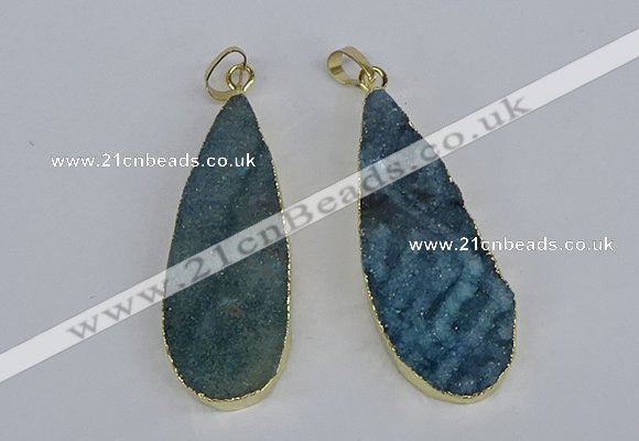 NGP3976 20*40mm - 25*50mm flat teardrop druzy agate pendants