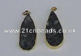 NGP3979 20*40mm - 25*50mm flat teardrop druzy agate pendants