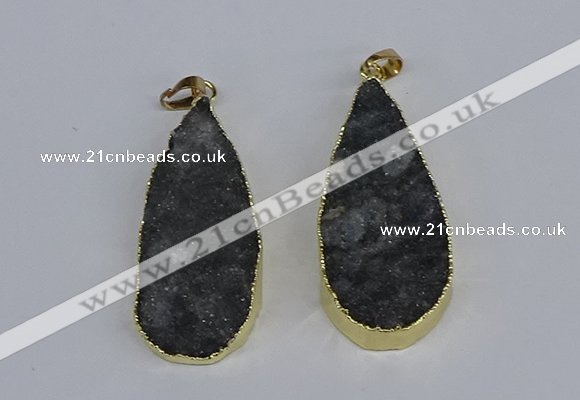 NGP3979 20*40mm - 25*50mm flat teardrop druzy agate pendants