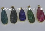 NGP3980 20*40mm - 25*50mm flat teardrop druzy agate pendants