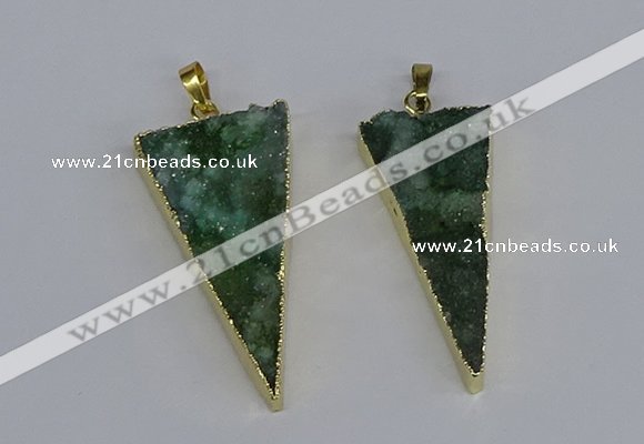 NGP3987 20*48mm - 25*50mm triangle druzy agate pendants wholesale