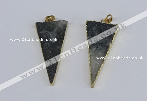 NGP3989 20*48mm - 25*50mm triangle druzy agate pendants wholesale