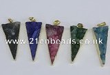 NGP3990 20*48mm - 25*50mm triangle druzy agate pendants wholesale