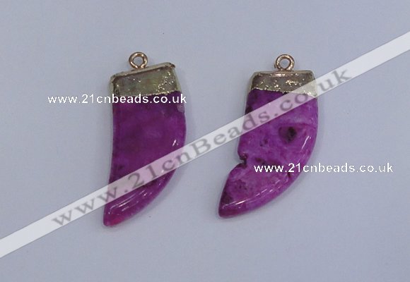 NGP4003 15*30mm - 16*35mm horn druzy quartz gemstone pendants