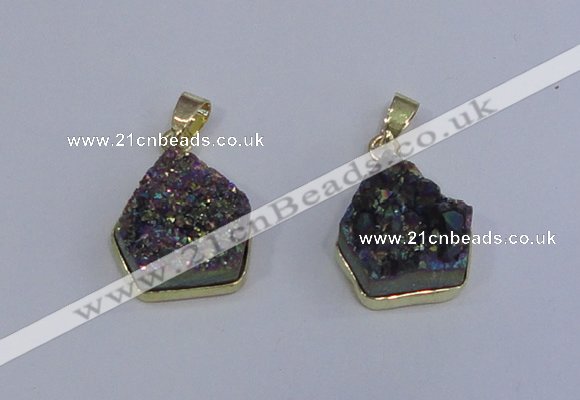 NGP4009 15*16mm freeform druzy quartz gemstone pendants