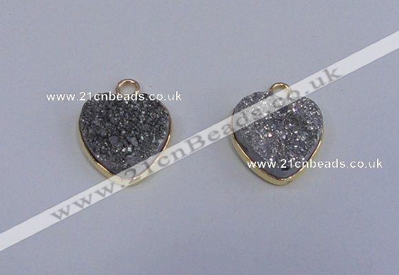 NGP4015 15*15mm heart druzy quartz gemstone pendants