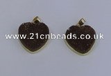 NGP4022 20*20mm heart druzy quartz gemstone pendants