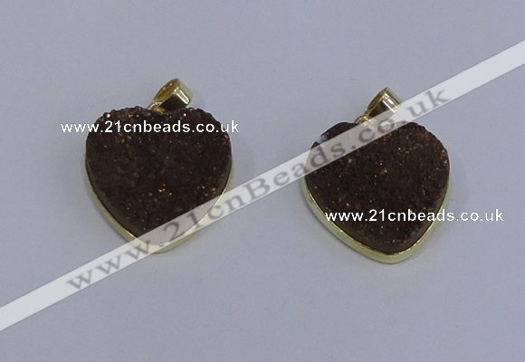 NGP4022 20*20mm heart druzy quartz gemstone pendants