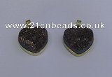 NGP4023 20*20mm heart druzy quartz gemstone pendants