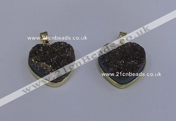 NGP4023 20*20mm heart druzy quartz gemstone pendants