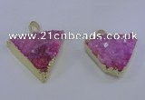 NGP4048 25*30mm – 30*35mm triangle druzy quartz pendants