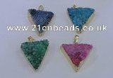 NGP4055 25*30mm – 30*35mm triangle druzy quartz pendants