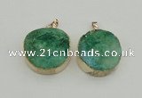 NGP4063 28mm – 30mm flat round druzy quartz pendants wholesale