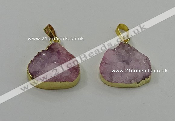 NGP4084 18*22mm - 20*24mm flat teardrop druzy quartz pendants