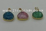 NGP4088 18*22mm - 20*24mm flat teardrop druzy quartz pendants