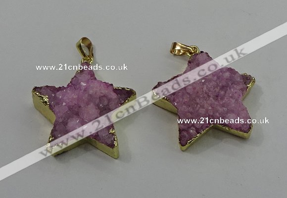 NGP4093 30*32mm - 32*35mm star druzy quartz pendants wholesale