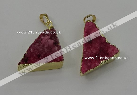 NGP4103 22*35mm - 24*40mm triangle druzy quartz pendants wholesale