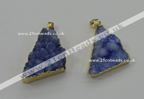 NGP4106 22*35mm - 24*40mm triangle druzy quartz pendants wholesale