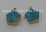 NGP4115 28*28mm - 30*30mm pentagon druzy quartz pendants wholesale