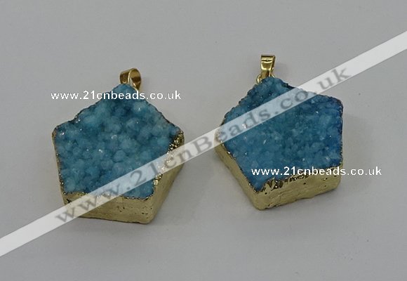 NGP4115 28*28mm - 30*30mm pentagon druzy quartz pendants wholesale