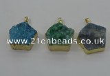 NGP4119 28*28mm - 30*30mm pentagon druzy quartz pendants wholesale