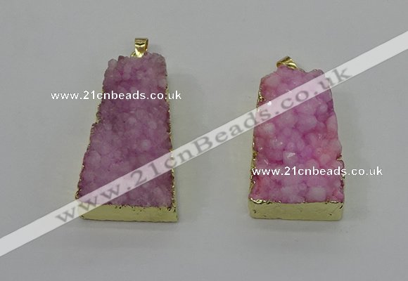 NGP4124 22*35mm - 24*40mm trapezoid druzy quartz pendants wholesale