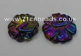 NGP4150 40*45mm - 50*55mm flower plated druzy agate pendants