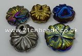 NGP4151 40*45mm - 50*55mm flower plated druzy agate pendants