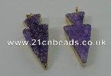 NGP4155 20*45mm - 22*48mm arrowhead druzy quartz pendants