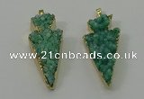 NGP4158 20*45mm - 22*48mm arrowhead druzy quartz pendants