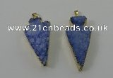 NGP4159 20*45mm - 22*48mm arrowhead druzy quartz pendants