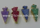 NGP4160 20*45mm - 22*48mm arrowhead druzy quartz pendants