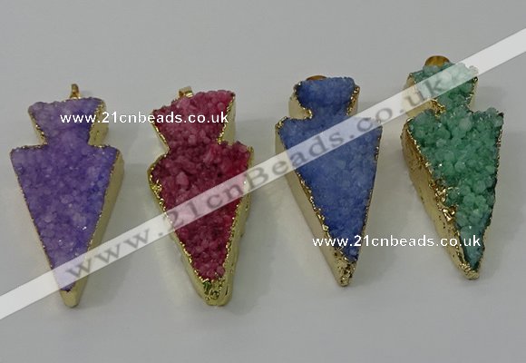 NGP4160 20*45mm - 22*48mm arrowhead druzy quartz pendants