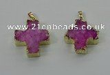 NGP4165 30*32mm cross druzy quartz pendants wholesale