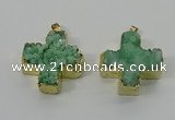 NGP4167 30*32mm cross druzy quartz pendants wholesale