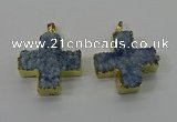 NGP4168 30*32mm cross druzy quartz pendants wholesale