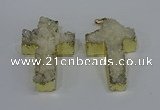 NGP4172 30*48mm - 32*50mm cross druzy quartz pendants wholesale