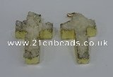 NGP4172 30*48mm - 32*50mm cross druzy quartz pendants wholesale