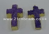 NGP4174 30*48mm - 32*50mm cross druzy quartz pendants wholesale