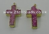 NGP4175 30*48mm - 32*50mm cross druzy quartz pendants wholesale