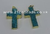 NGP4176 30*48mm - 32*50mm cross druzy quartz pendants wholesale