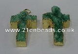 NGP4177 30*48mm - 32*50mm cross druzy quartz pendants wholesale