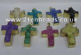 NGP4180 30*48mm - 32*50mm cross druzy quartz pendants wholesale