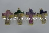 NGP4182 30*48mm - 32*50mm cross druzy quartz pendants wholesale