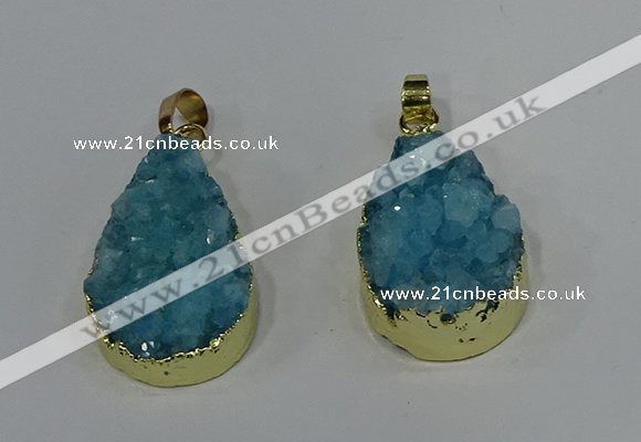 NGP4196 18*25mm - 18*28mm flat teardrop druzy quartz pendants