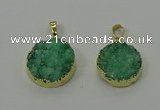 NGP4206 20mm - 22mm flat round druzy quartz pendants wholesale