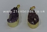 NGP4240 18*35mm teardrop druzy amethyst pendants wholesale