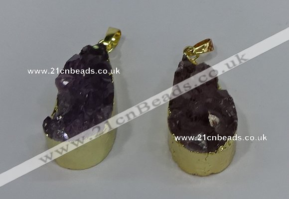 NGP4240 18*35mm teardrop druzy amethyst pendants wholesale