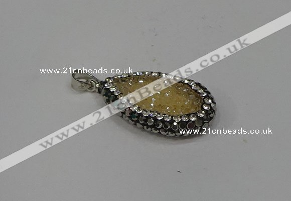 NGP4267 14*23mm flat teardrop plated quartz pendants wholesale