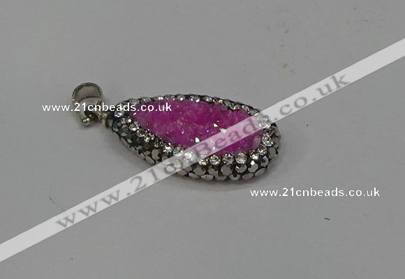 NGP4269 14*23mm flat teardrop plated quartz pendants wholesale